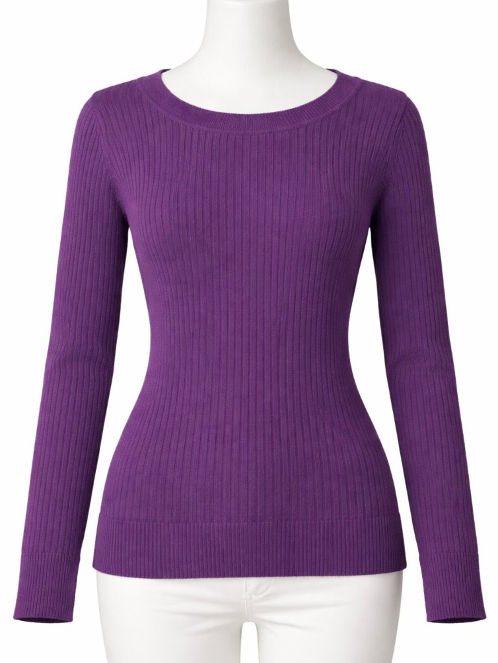 Merona Purple Ribbed Knit Sweater Womens Large Long Sleeve Crew Neck